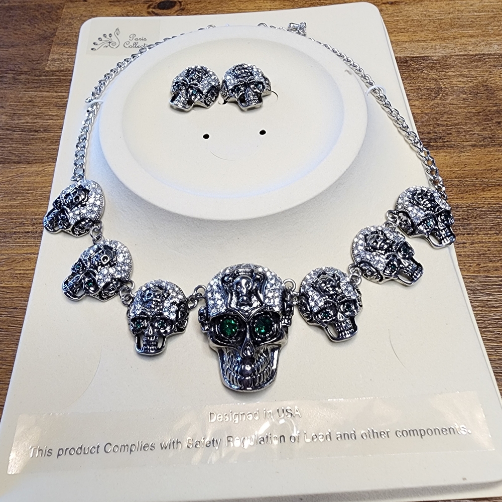 Skull Necklace and Earring Set